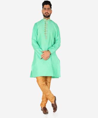 Men's Silk Kurta Pajama | Mandarin Collar | A-line (A-109) 1