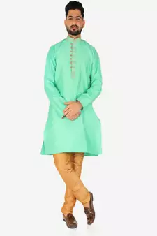 Men's Silk Kurta Pajama | Mandarin Collar | A-line (A-109)