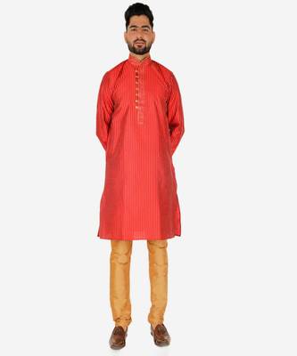 Men's Silk Kurta Pajama | Mandarin Collar | A-line (A-109) 1