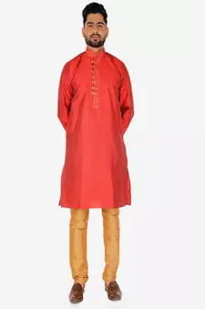 Men's Silk Kurta Pajama | Mandarin Collar | A-line (A-109)