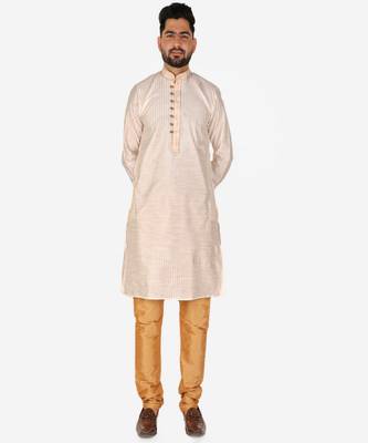 Men's Silk Kurta Pajama | Mandarin Collar | A-line (A-109) 1
