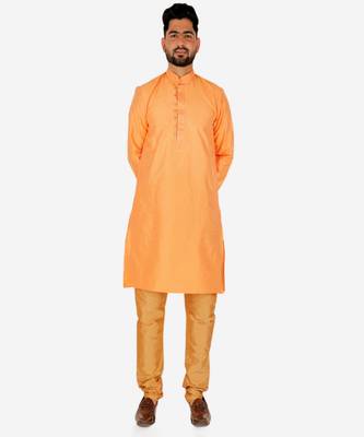 Men's Silk Kurta Pajama | Mandarin Collar | A-line (A-109) 4