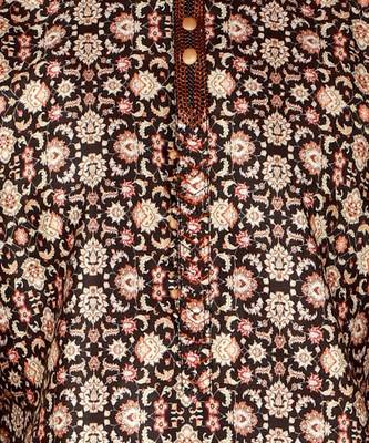Men's Silk Kurta Pajama | Mandarin Collar | Floral Print (A-110) 5
