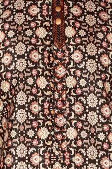 Men's Silk Kurta Pajama | Mandarin Collar | Floral Print (A-110)