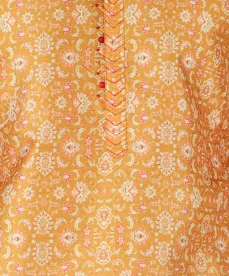 Men's Silk Kurta Pajama | Mandarin Collar | Floral Print (A-110) 5