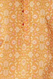 Men's Silk Kurta Pajama | Mandarin Collar | Floral Print (A-110)
