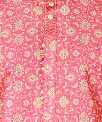 Men's Silk Kurta Pajama | Mandarin Collar | Floral Print (A-110) 5