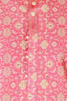 Men's Silk Kurta Pajama | Mandarin Collar | Floral Print (A-110)