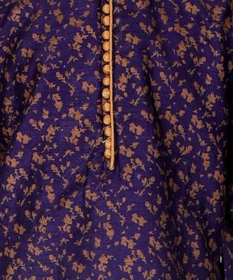 Men's Silk Kurta Pajama | Mandarin Collar | Floral Print (A-111) 5
