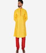 Men's Silk Kurta Pajama | Mandarin Collar | Floral Print (A-111)