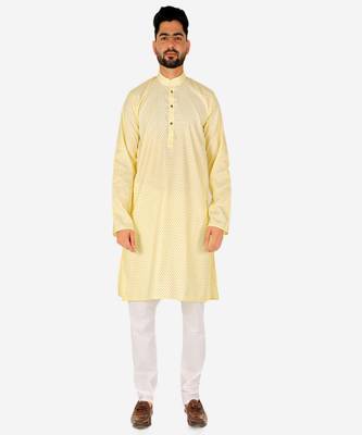 Men's Silk Kurta Pajama | Mandarin Collar | Floral Print (A-112) 1