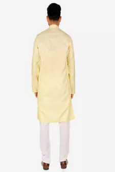 Men's Silk Kurta Pajama | Mandarin Collar | Floral Print (A-112)