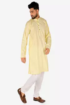 Men's Silk Kurta Pajama | Mandarin Collar | Floral Print (A-112)