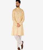 Men's Silk Kurta Pajama | Mandarin Collar | Floral Print (A-112)