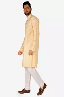 Men's Silk Kurta Pajama | Mandarin Collar | Floral Print (A-112)