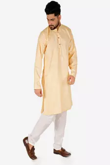 Men's Silk Kurta Pajama | Mandarin Collar | Floral Print (A-112)