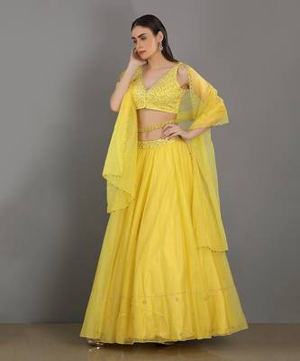 Dopahar Lemon Yellow Lehenga Set 2