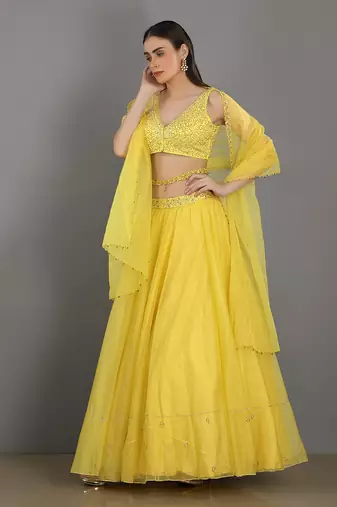 Dopahar Lemon Yellow Lehenga Set