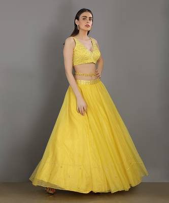 Dopahar Lemon Yellow Lehenga Set 3