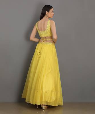 Dopahar Lemon Yellow Lehenga Set 4