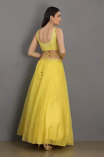 Dopahar Lemon Yellow Lehenga Set