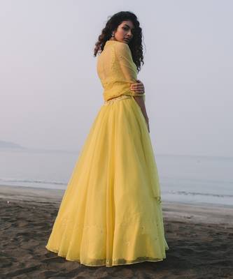 Dopahar Lemon Yellow Lehenga Set 5