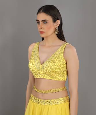 Dopahar Lemon Yellow Lehenga Set 6