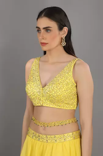 Dopahar Lemon Yellow Lehenga Set