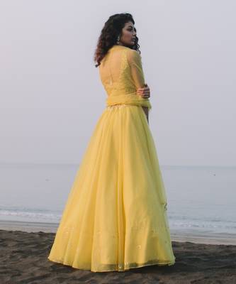 Dopahar Lemon Yellow Lehenga Set 9