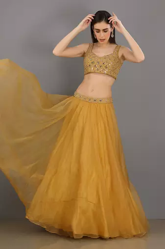 Chamak Gold Lehenga Set