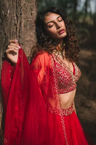 Noorani Red Lehenga Set