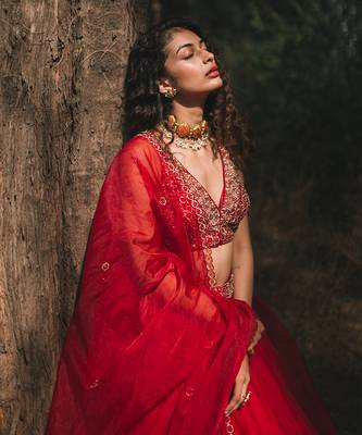 Noorani Red Lehenga Set 3