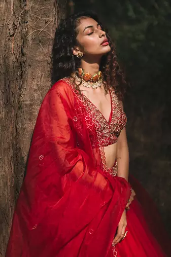 Noorani Red Lehenga Set