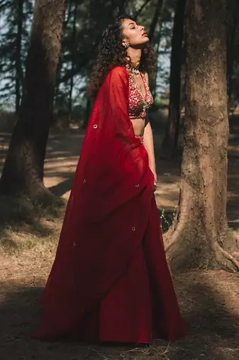 Noorani Red Lehenga Set