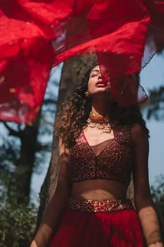 Noorani Red Lehenga Set