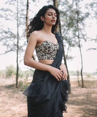 Ulfat Olive Green Saree 1