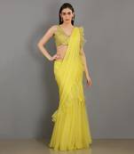 Shaam Lemon Yellow Saree
