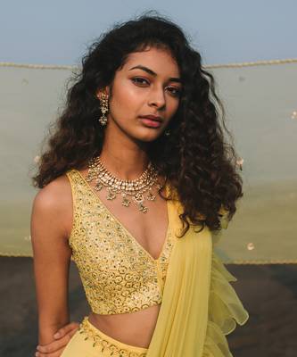 Shaam Lemon Yellow Saree 8