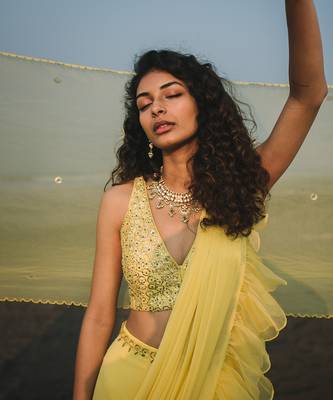 Shaam Lemon Yellow Saree 9