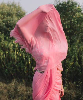 Gul-Rez Pink Saree 3