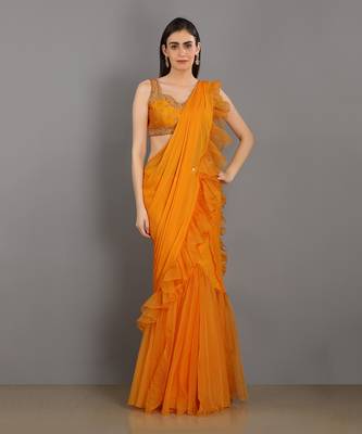 Shezan Orange Saree 1