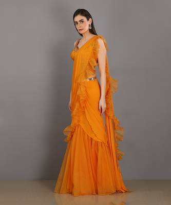 Shezan Orange Saree 2