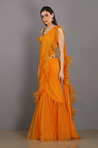 Shezan Orange Saree