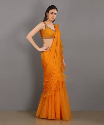 Shezan Orange Saree 3