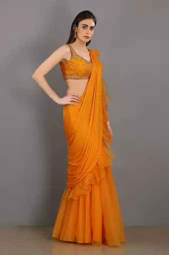 Shezan Orange Saree