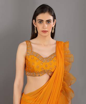 Shezan Orange Saree 4