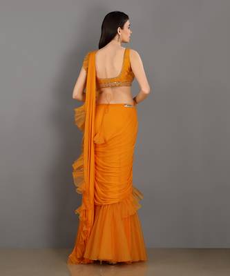 Shezan Orange Saree 5
