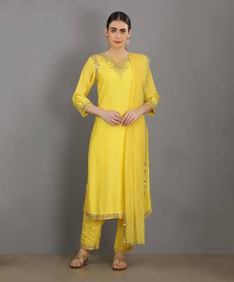 Suhaanii Lemon Yellow Kurta Set 1