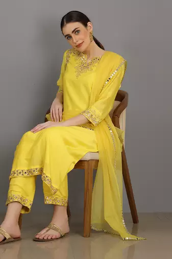 Suhaanii Lemon Yellow Kurta Set