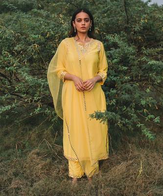 Suhaanii Lemon Yellow Kurta Set 7